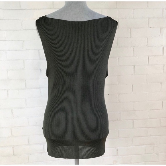 Escada dark green ribbed scoop neck top - Picture 3 of 8